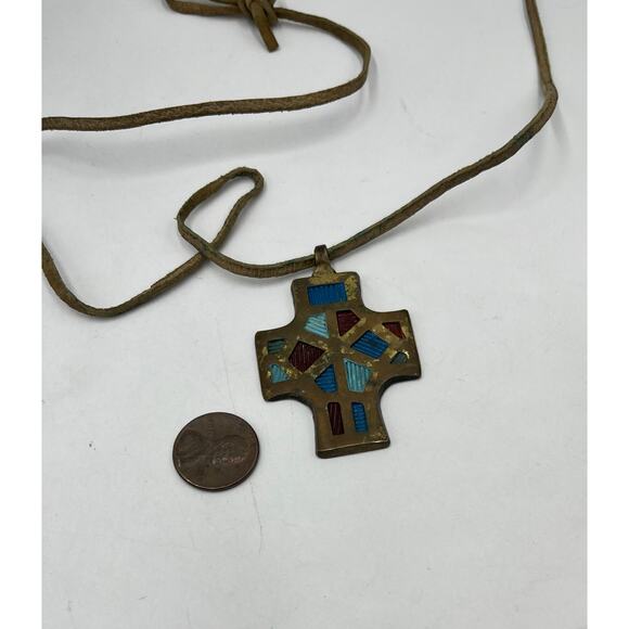 Vintage Retro Terra Sancta
Creations 1966 Israel Brass Tone
Cross Pendant - Picture 4 of 7